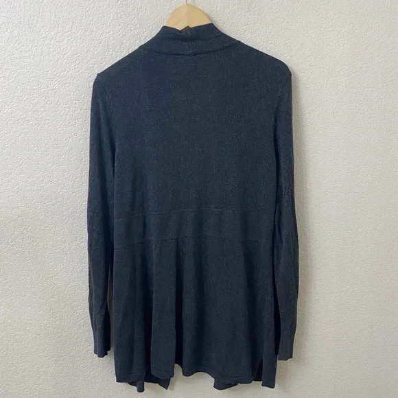 Chicos Sweater Cardigan Size 2 or Large Dark Gray Open Front - Picture 4 of 4